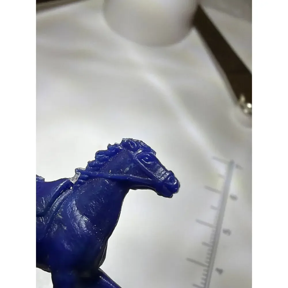 Vintage Blue Plastic Toy Horse Miniature Saddle Western Cowboy Figure